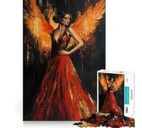 Mujer con alas de Fuego,Rompecabezas de 1000 Piezas para Adolescentes,Juego de Memoria,componentes Resistentes y de fácil manejo,portátil y fácil de Transportar (38x52cm)