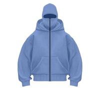 Mujer con capucha Balaclava Hombre Zip Hoodie Pasamontañas con cremallera suéter chaqueta caliente con capucha motocicleta máscara antiviento para deportes al aire libre Ciclismo abrigo chaqueta otoño