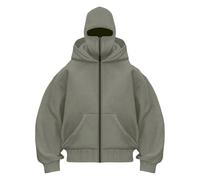 Mujer con capucha Balaclava Hombre Zip Hoodie Pasamontañas con cremallera suéter chaqueta caliente con capucha motocicleta máscara antiviento para deportes al aire libre Ciclismo abrigo chaqueta otoño