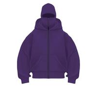Mujer con capucha Balaclava Hombre Zip Hoodie Pasamontañas con cremallera suéter chaqueta caliente con capucha motocicleta máscara antiviento para deportes al aire libre Ciclismo abrigo chaqueta otoño