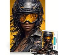 Mujer con Casco y Gafas,Rompecabezas de 1000 Piezas para Adultos,Juego de concentración Mental,Manualidades de Corte de Alta precisión,Actividad para Fortalecer los Lazos Familiares (38x52cm)