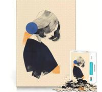 Mujer con círculo Azul,Rompecabezas de 1000 Piezas para Adultos,Entrenamiento,Juego,Cierre Seguro,sin Piezas Sueltas, aliviar el estrés (38x26cm)