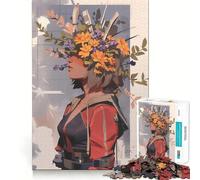 Mujer con Corona de Flores,Rompecabezas de 1000 Piezas,Juego cognitivo Divertido,componentes Resistentes y de fácil Limpieza,Tiempo de Tranquilidad,Ejercicio Mental en casa (50x75cm)