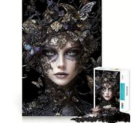 Mujer con Corona de Mariposas,Rompecabezas de 1000 Piezas para Adultos,Divertido para Entrenar la Mente,componentes Resistentes y de Corte Limpio,Actividad Relajante para la Mente (50x75cm)