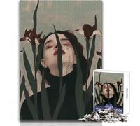 Mujer con Flores, lágrimas y Serenidad Rompecabezas de 1000 Piezas para Adultos Juego Educativo Interactivo de Habilidad Una Gran Idea de Regalo significativa Tamaño: 50x75cm