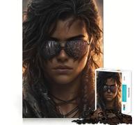 Mujer con Gafas de Sol reflejando Paisaje Urbano Rompecabezas de 1000 Piezas para Adultos Mejora la Capacidad Mental Juego Corte láser para un Ajuste Diversión Nocturna en Familia (50x75cm)