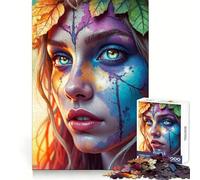 Mujer con Hojas de otoño, Rompecabezas de 1000 Piezas para Adultos, Pensamiento estratégico, Tiempo Libre Agradable, diseño Limpio, Regalo de Invierno (50x75cm)