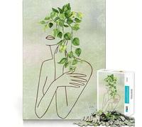 Mujer con Hojas Verdes,Rompecabezas de 1000 Piezas,Juego cognitivo Divertido,componentes Resistentes y de Corte Limpio,Tiempo de Tranquilidad,Ejercicio Mental en casa (38x52cm)