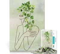 Mujer con Hojas Verdes,Rompecabezas de 1000 Piezas para Adultos,Juego para ejercitar la Mente,Superficie Lisa y sin Rebabas,pasatiempo Fascinante para Momentos de Ocio (38x26cm)