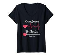 Mujer con Jesús Todo, sin Jesús Nada Camiseta Cuello V