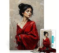 Mujer con Kimono Rojo,Rompecabezas de 1000 Piezas para Adolescentes,Juego de Entrenamiento cognitivo,Ajuste, Compacto,Divertido para Jugar en Familia (38x52cm)
