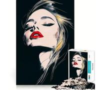 Mujer con Labios Rojos,Rompecabezas de 1000 Piezas,Juego de ingenio,Troquelado de Alta precisión,pasatiempo Fascinante para Momentos de Ocio (50x75cm)