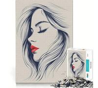 Mujer con los Ojos Cerrados Rompecabezas de 1000 Piezas para Adultos Juego de Ejercicios de Pensamiento Ajuste Espacios Actividad para Fortalecer los Lazos Familiares (50x75cm)