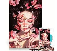 Mujer con Mariposas,Arte Digital,Rompecabezas de 1000 Piezas para Adultos,diversión,Juego,Corte láser, Tiempo Tranquilo,Ejercicio Mental en casa (38x52cm)
