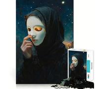 Mujer con máscara bajo un Cielo Estrellado Rompecabezas de 1000 Piezas para Adultos Juego de Ejercicios de Pensamiento Ajuste Espacios Actividad para Fortalecer los Lazos Familiares