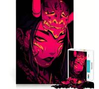 Mujer con máscara de Oni,Arte Digital,Rompecabezas de 1000 Piezas,Juego Mental Divertido,Piezas de Ajuste preciso,Actividad Relajante para Grupos en Interiores (50x75cm)