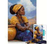 Mujer con pañuelo Amarillo,Adolescente,Rompecabezas de 1000 Piezas,Juego de Memoria,componentes Resistentes y fáciles de Cortar,portátil,Ideal para Viajes (38x52cm)