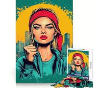 Mujer con pañuelo Rojo, Rompecabezas de 1000 Piezas para Adultos, Think Training Serene Escape, Bordes definidos, Regalo Creativo (38x52cm)