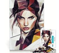 Mujer con Retrato geométrico Rompecabezas para Adultos 1000 Piezas Estimulación Mental Juego Corte preciso Alineación Actividad para Fortalecer los Lazos con los Seres Queridos (38x52cm)