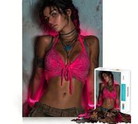 Mujer con Top Rosa y Accesorios Rompecabezas para Adultos de 1000 Piezas Juego para estimular la Mente, Corte láser Actividad Relajante para Grupos en Interiores (38x26cm)