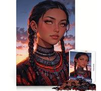 Mujer con Trenzas y Joyas ︰ Rompecabezas Oráculo del Anochecer Carmesí de 1000 Piezas para Adolescentes Entrenamiento de concentración Escape pacífico Unión Ajustada Regalo considerado (50x75cm)
