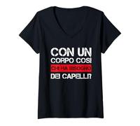 Mujer con Un Corpo così Quién ha Bisogno dei Capelli Calvi Calvo Camiseta Cuello V