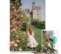 Mujer con Vestido Blanco Cerca de un Castillo Rompecabezas para Adolescentes 1000 Piezas Juego de ingenio Mental Conexión fluida y Sencilla Una Forma entretenida de Pasar el Tiempo Libre (50x75cm)