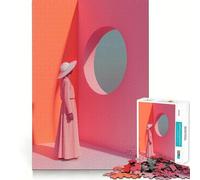 Mujer con Vestido y Sombrero Rosa Rompecabezas de 1000 Piezas Diversión cognitiva Componentes Resistentes y de fácil Limpieza Momento de Tranquilidad y Ejercicio Mental en casa (38x26cm)