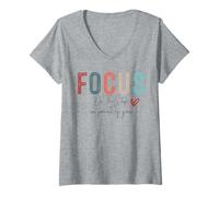 Mujer Concéntrate en el Paso Delante de ti Camiseta Cuello V