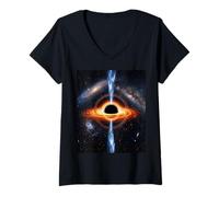 Mujer Concepto de Disco de acreción de Haz de energía Espacial de Agujero Negro Camiseta Cuello V