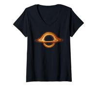 Mujer Concepto de física de astrofísica de Disco de acreción de Agujero Negro Camiseta Cuello V