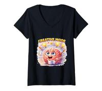 Mujer Concepto de inspiración Creativa de energía Cerebral Camiseta Cuello V