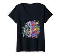 Mujer Concepto De Pensamiento Cerebro Lógica Creatividad Izquierda Y Derecha Camiseta Cuello V