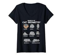 Mujer Conceptos básicos de la geometría del Gato Divertido Gatito matemáticas Hombres Mujeres niños Camiseta Cuello V