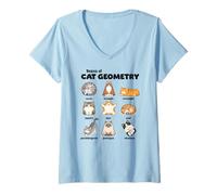 Mujer Conceptos Básicos De La Geometría del Gato Profesor De Camiseta Cuello V