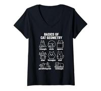 Mujer Conceptos básicos Divertidos de geometría de Gatos Volver a la Escuela Maestro de matemáticas Camiseta Cuello V