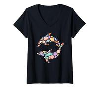 Mujer Conchas Delfín Concha Delfines Camiseta Cuello V