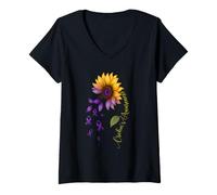 Mujer Conciencia de Crohn - Guerrero de Crohn de Combate contra la EII Camiseta Cuello V