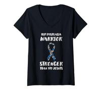 Mujer Conciencia de la displasia de cadera más fuerte que mis articulaciones Warriors Camiseta Cuello V