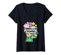 Mujer Conciencia de la Mente Saludable de la Temporada de Crecimiento Camiseta Cuello V