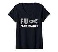 Mujer Conciencia de Parkinson - Conciencia sobre la Enfermedad de Fu Parkinson Camiseta Cuello V