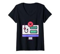 Mujer Conciencia de Seguridad cibernética para sobrevivientes de Phishing Manténgase Alerta Camiseta Cuello V
