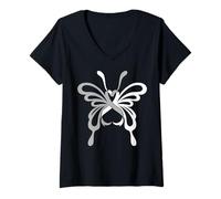 Mujer Conciencia del cáncer de pulmón Cinta Blanca Mariposa Hombres Mujeres y niños Camiseta Cuello V