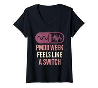 Mujer Conciencia PMDD PMDD Apoya la Salud hormonal de la Fase lútea Camiseta Cuello V