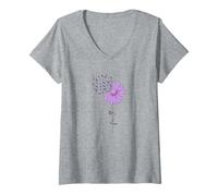 Mujer Conciencia sobre el Alzheimer de Purple Daisy Faith Camiseta Cuello V