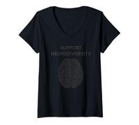 Mujer Conciencia sobre el Autismo: Apoya el diseño de la neurodiversidad Camiseta Cuello V