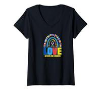 Mujer Conciencia sobre el Autismo El Amor no Necesita Palabras Camiseta Cuello V
