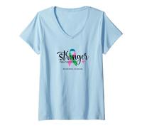 Mujer Conciencia sobre el cáncer de Mama metastásico más Fuerte Que la tormenta Camiseta Cuello V