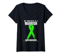 Mujer Conciencia sobre el Linfoma de mi Hermano Camiseta Cuello V
