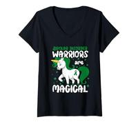 Mujer Conciencia sobre el trastorno bipolar del trastorno bipolar verde guerrero Camiseta Cuello V